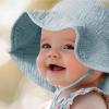 imageKonssy 2 Pack Muslin Baby Sun Hat UPF 50 Sun Protection Baby Bucket Hat Summer Beach Hats with Wide Brim for Boys ampamp GirlsBluewhite
