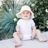 imageKonssy 2 Pack Muslin Baby Sun Hat UPF 50 Sun Protection Baby Bucket Hat Summer Beach Hats with Wide Brim for Boys ampamp GirlsBluewhite
