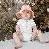 imageKonssy 2 Pack Muslin Baby Sun Hat UPF 50 Sun Protection Baby Bucket Hat Summer Beach Hats with Wide Brim for Boys ampamp GirlsPinkfloral