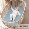 imageKonssy 2 Pack Muslin Bassinet Sheets for Baby Boy 100 Cotton Soft Breathable Bassinet Mattress Sheets Fit for Hourglass Oval Cradle Rectangle Mattress Fog GreenCreamStar blue