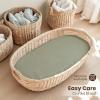 imageKonssy 2 Pack Muslin Bassinet Sheets for Baby Boy 100 Cotton Soft Breathable Bassinet Mattress Sheets Fit for Hourglass Oval Cradle Rectangle Mattress Fog GreenCreamFog Green cream