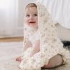 imageKonssy 2Pack Muslin Hooded Baby Towels 100 Cotton UltraSoft ampamp Absorbent Baby Bath Towels with Hood for Newborn ampamp Infant Pink Floral30quot x 30quotCream  Blossom