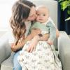 imageKonssy Baby Blankets for Unisex Boys Girls Super Soft Nursery Minky Blankets with Muslin Cotton Front and Dotted Fleece Backing Printed Bed Throws NewbornWoodland
