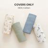 imageKonssy Muslin Baby Lounger Cover 2 Pack 100 Cotton Newborn Lounger Cover Soft and Breathable Baby Nest Slipcover for Boys Girls CamelSunBlue Whale blue