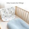 imageKonssy Muslin Baby Lounger Cover 2 Pack 100 Cotton Newborn Lounger Cover Soft and Breathable Baby Nest Slipcover for Boys Girls CamelSunBlue Whale blue