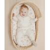 imageKonssy Muslin Bassinet Sheets for Baby Girl Boy 2 Pack Soft Breathable Baby Bassinet Mattress Sheets Fit for Hourglass Oval Cradle Moses Basket Rectangle Mattress Floral PinkTree fog Green