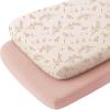 imageKonssy Muslin Bassinet Sheets for Baby Girl Boy 2 Pack Soft Breathable Baby Bassinet Mattress Sheets Fit for Hourglass Oval Cradle Moses Basket Rectangle Mattress Floral PinkFloral  Pink