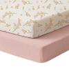 imageKonssy Muslin Crib Sheets for Girl Boy 2 PCS Soft and Breathable Cotton Baby Sheets for Standard Crib Mattress 52quotx 28quot Floral PinkFloral  Pink