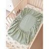 imageKonssy Muslin Crib Sheets for Girl Boy 2 PCS Soft and Breathable Cotton Baby Sheets for Standard Crib Mattress 52quotx 28quot Floral PinkWoodland  Sage