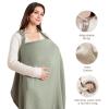 imageKonssy Muslin Nursing Cover for Baby Breastfeeding Breathable 100 Cotton Breastfeeding Cover with Rigid Hoop for Mother Nursing Apron Multiuse Carseat Canopy Summer WheatFog Green