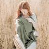 imageKonssy Muslin Nursing Cover for Baby Breastfeeding Breathable 100 Cotton Breastfeeding Cover with Rigid Hoop for Mother Nursing Apron Multiuse Carseat Canopy Summer WheatFog Green