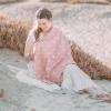 imageKonssy Muslin Nursing Cover for Baby Breastfeeding Breathable 100 Cotton Breastfeeding Cover with Rigid Hoop for Mother Nursing Apron Multiuse Carseat Canopy Summer WheatPink Sun