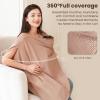 imageKonssy Nursing Cover for Breastfeeding Soft ampamp Breathable Privacy Poncho MultiUse Feeding Shawl Comfortable ampamp Portable Breastfeeding Cover for Women BeigeCamel