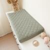 imageKonssy Waterproof Muslin Changing Pad Cover 2 Pack Quilted Cotton Fitted Diaper Chang Table Cover Soft Changing Pad Sheets for Girls Boys BlossomPinkFog Green  Cream