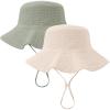 imageKonssy 2 Pack Muslin Baby Sun Hat UPF 50 Sun Protection Baby Bucket Hat Summer Beach Hats with Wide Brim for Boys ampamp GirlsFog Greencream