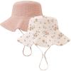 imageKonssy 2 Pack Muslin Baby Sun Hat UPF 50 Sun Protection Baby Bucket Hat Summer Beach Hats with Wide Brim for Boys ampamp GirlsPinkfloral