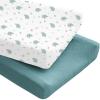 imageKonssy 2 Pack Muslin Changing Pad Covers for Boys Ultra Soft ampamp Breathable Cotton Baby Diaper Changing Table Covers Neutral Nursery Diaper Changing Pad Sheets Fog GreenCreamElephant  Teal