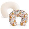 imageKonssy 2 Pack Nursing Pillow Covers Stretchy and Soft Nursing Cover for Breastfeeding Pillow Slipcover for Baby Girls Boys Newborn Pink Spring PinkBeige  Floral