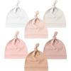 imageKonssy 6 Pack Baby Newborn Hats Set Knot Beanie Hats Soft for Infant Baby Girls Boys Caps 06 MonthsWhite beige baby Pink blush toffee pink