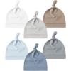 imageKonssy 6 Pack Baby Newborn Hats Set Knot Beanie Hats Soft for Infant Baby Girls Boys Caps 06 MonthsWhite gray clay ice Blue blue dark Gray