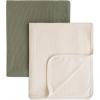 imageKonssy Knit Baby Blanket 2 Pack Soft Ribbed Swaddle Receiving Blankets for Boys ampamp Girls Lightweight Cozy Swaddling Wrap for Newborns Infants ampamp Toddlers 33x42 Inch Beige SageBeige  Sage