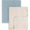 imageKonssy Knit Baby Blanket 2 Pack Soft Ribbed Swaddle Receiving Blankets for Boys ampamp Girls Lightweight Cozy Swaddling Wrap for Newborns Infants ampamp Toddlers 33x42 Inch Beige SageBlue  Beige