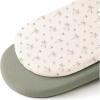 imageKonssy Muslin Bassinet Sheets for Baby Girl Boy 2 Pack Soft Breathable Baby Bassinet Mattress Sheets Fit for Hourglass Oval Cradle Moses Basket Rectangle Mattress Floral PinkTree fog Green