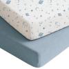 imageKonssy Muslin Crib Sheets for Boys Soft Cotton Neutral Baby Sheets for Standard Crib Mattress 2 Pack 52quotx28quot StarBlueStar blue