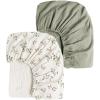 imageKonssy Muslin Crib Sheets for Girl Boy 2 PCS Soft and Breathable Cotton Baby Sheets for Standard Crib Mattress 52quotx 28quot Floral PinkRabbit  Fog Green