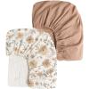 imageKonssy Muslin Crib Sheets for Girl Boy 2 PCS Soft and Breathable Cotton Baby Sheets for Standard Crib Mattress 52quotx 28quot Floral PinkToffee  Flourish