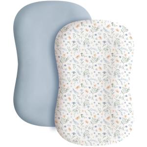 imageKonssy 2 Pack Baby Lounger Cover Stretchy and Soft Newborn Lounger Cover Infant Lounger Slipcover for Boys Girls Covers Only Pink SpringPinkBlue Grass  Ice Blue