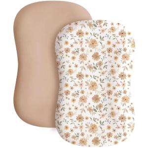 imageKonssy 2 Pack Baby Lounger Cover Stretchy and Soft Newborn Lounger Cover Infant Lounger Slipcover for Boys Girls Covers Only Pink SpringPinkFlourish cream