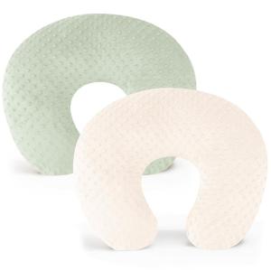 imageKonssy 2 Pack Nursing Pillow Covers Soft and Comfortable Nursing Cover for Breastfeeding Pillows Pillow Slipcover for Baby Girls Boys NewbornPink Pink SpringFog Green  Beige