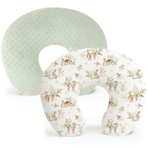 imageKonssy 2 Pack Nursing Pillow Covers Soft and Comfortable Nursing Cover for Breastfeeding Pillows Pillow Slipcover for Baby Girls Boys NewbornPink Pink SpringGreen  Woodland
