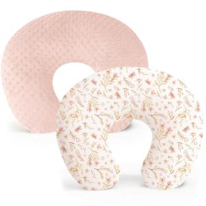 imageKonssy 2 Pack Nursing Pillow Covers Soft and Comfortable Nursing Cover for Breastfeeding Pillows Pillow Slipcover for Baby Girls Boys NewbornPink Pink SpringPink  Pink Spring