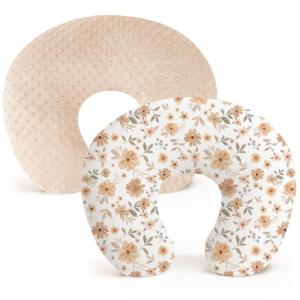 imageKonssy 2 Pack Nursing Pillow Covers Soft and Comfortable Nursing Cover for Breastfeeding Pillows Pillow Slipcover for Baby Girls Boys NewbornPink Pink SpringKhaki  Flourish