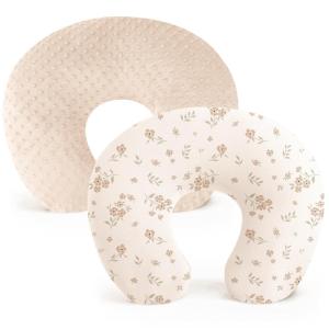 imageKonssy 2 Pack Nursing Pillow Covers Soft and Comfortable Nursing Cover for Breastfeeding Pillows Pillow Slipcover for Baby Girls Boys NewbornPink Pink SpringBrown  Blossom
