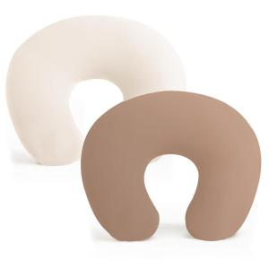 imageKonssy 2 Pack Nursing Pillow Covers Stretchy and Soft Nursing Cover for Breastfeeding Pillow Slipcover for Baby Girls Boys Newborn Pink Spring PinkBeige brown