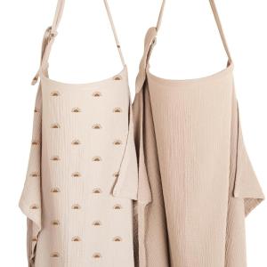 imageKonssy 2Pack Muslin Nursing Cover Up for Breastfeeding Moms with Rigid Hoop 100 Cotton Lightweight ampamp Breathable Breastfeeding Cover Adjustable ampamp ComfortWheat Sun