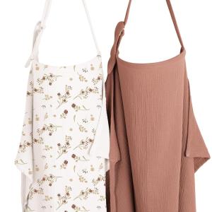 imageKonssy 2Pack Muslin Nursing Cover Up for Breastfeeding Moms with Rigid Hoop 100 Cotton Lightweight ampamp Breathable Breastfeeding Cover Adjustable ampamp ComfortChestnut  Posy