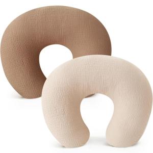 imageKonssy 2Pack Muslin Nursing Pillow Covers Soft ampamp Adorable Nursing Covers for Breastfeeding Pillows Slipcovers for Newborn Boys ampamp GirlsPink FloralBrown cream