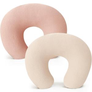 imageKonssy 2Pack Muslin Nursing Pillow Covers Soft ampamp Adorable Nursing Covers for Breastfeeding Pillows Slipcovers for Newborn Boys ampamp GirlsPink FloralCream  Pink