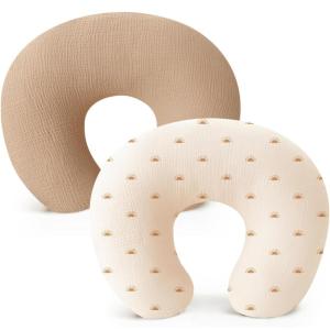 imageKonssy 2Pack Muslin Nursing Pillow Covers Soft ampamp Adorable Nursing Covers for Breastfeeding Pillows Slipcovers for Newborn Boys ampamp GirlsPink FloralBrown  Sun