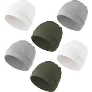 imageKonssy 6 Pack Baby Beanie Hats for Unisex Toddler Beanies Baby Girl Boy Hat Warm Cap for Infant ToddlerGrey