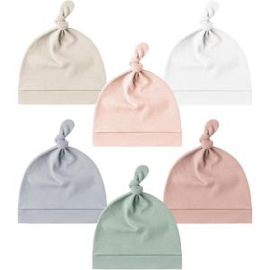 imageKonssy 6 Pack Baby Newborn Hats Set Knot Beanie Hats Soft for Infant Baby Girls Boys Caps 06 MonthsBeige baby Pink white gray green pink