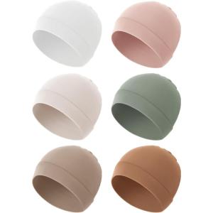 imageKonssy 6Pack Baby Beanie Hats for Newborns Soft Infant Caps for Boys ampamp Girls 06 MonthsPink