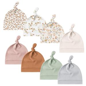 imageKonssy 8 Pack Baby Newborn Hats Set Knot Beanie Hats Soft for Infant Baby Girls Boys Caps 06 MonthsFloral Print