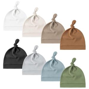 imageKonssy 8 Pack Baby Newborn Hats Set Knot Beanie Hats Soft for Infant Baby Girls Boys Caps 06 MonthsWhite beige clay brown black gray blue green