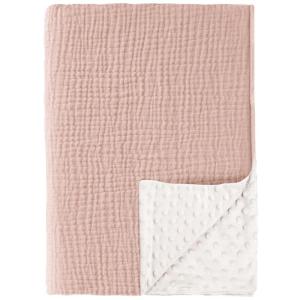 imageKonssy Baby Blankets for Unisex Boys Girls Super Soft Nursery Minky Blankets with Muslin Cotton Front and Dotted Fleece Backing Printed Bed Throws NewbornPink