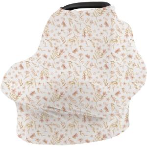 imageKonssy Baby Car Seat Covers Multiuse Carseat Canopy for Babies Stretchy Infant Carseat Cover Boy Shower Gifts for Unisex Boys and GirlsPink Spring